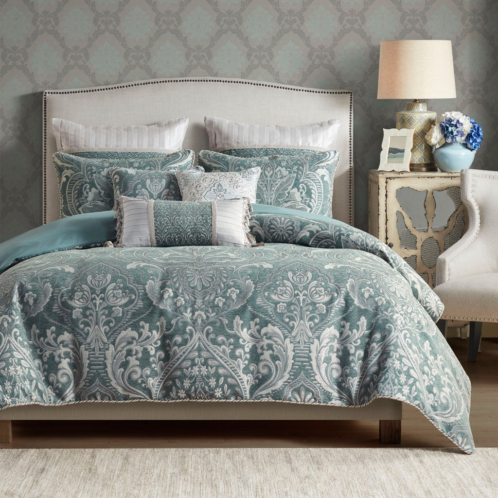 Adelphia Jacquard Comforter Set with Euro Shams and Dec Pillows