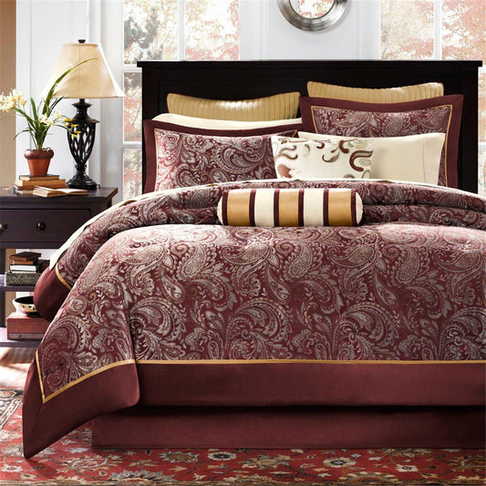 Aubrey Red 12-Piece Comforter Set Comforter Sets By Olliix/JLA HOME (E & E Co., Ltd)