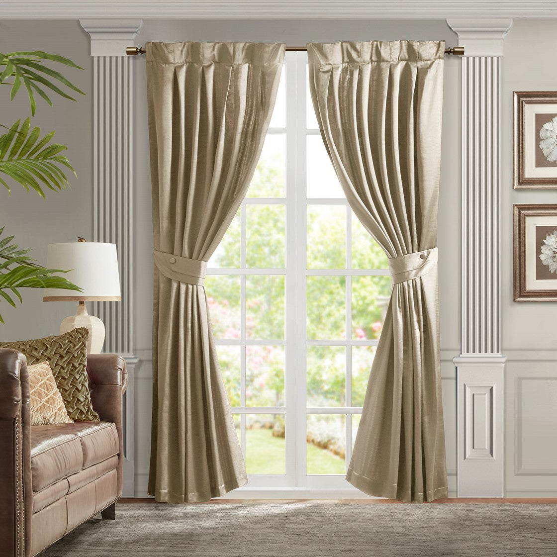 Avignon Pleat Curtain Panel with Tieback (Single)