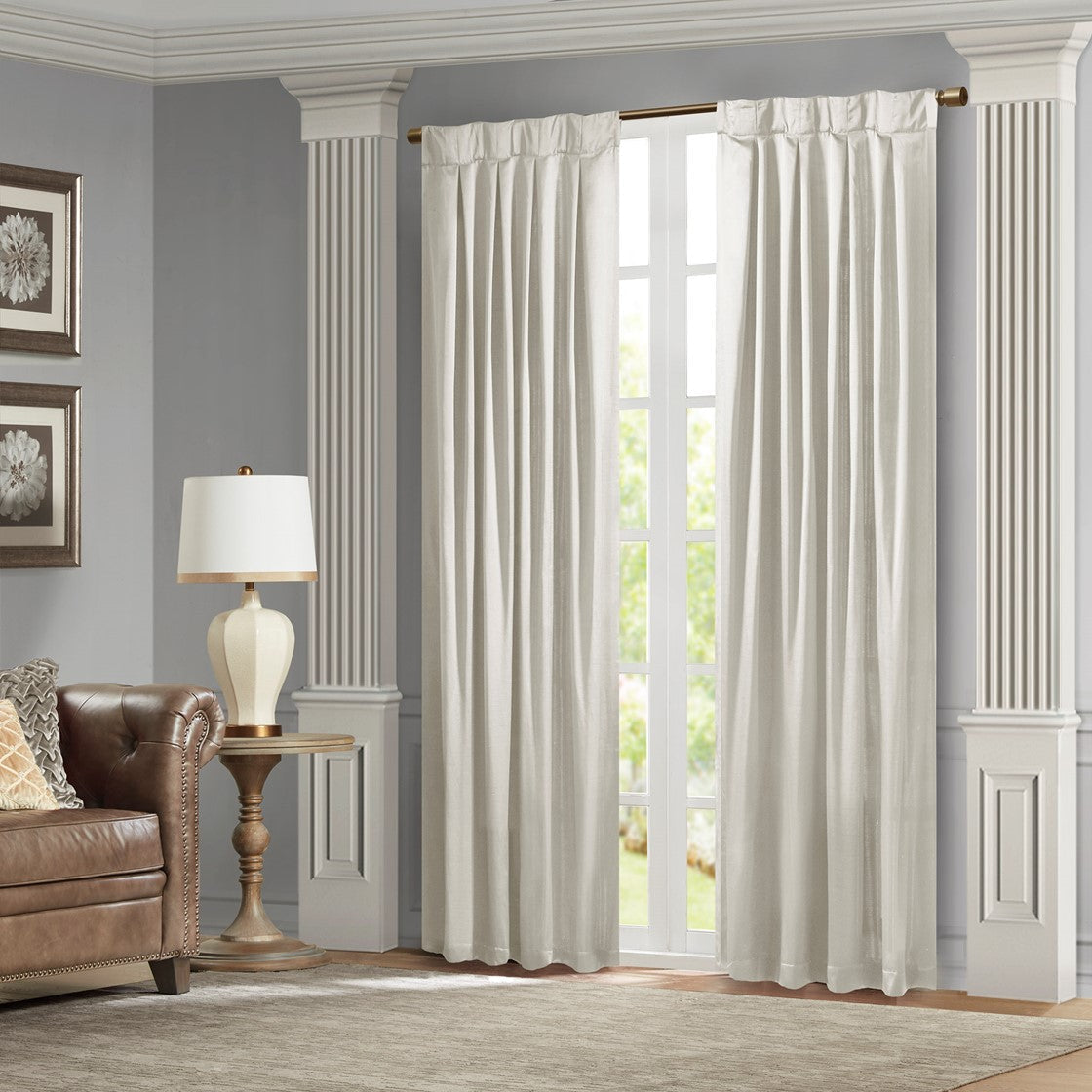 Avignon Pleat Curtain Panel with Tieback (Single)