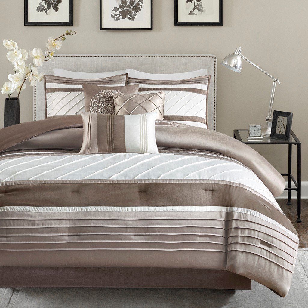 Blaire Tan 7-Piece Comforter Set Comforter Sets By Olliix/JLA HOME (E & E Co., Ltd)