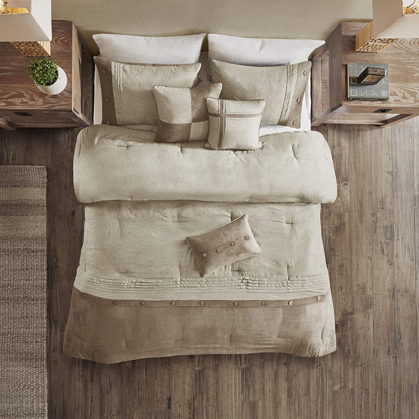 Boone Tan 7-Piece Comforter Set Comforter Sets By Olliix/JLA HOME (E & E Co., Ltd)