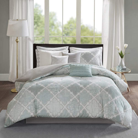 Cadence Aqua 9-Piece Comforter Set Comforter Sets By Olliix/JLA HOME (E & E Co., Ltd)