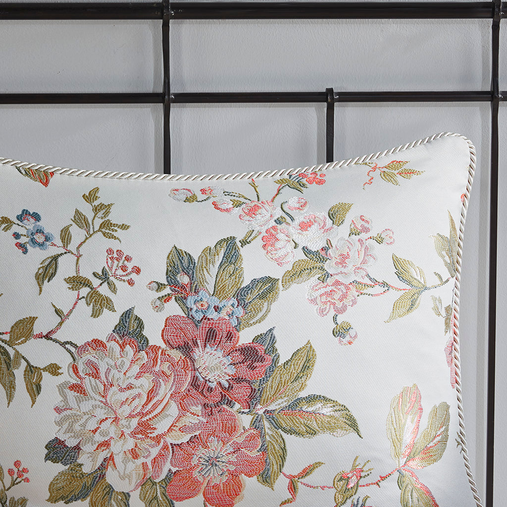 Carolyn Floral Jacquard Comforter Set with Euro Shams and Dec Pillows