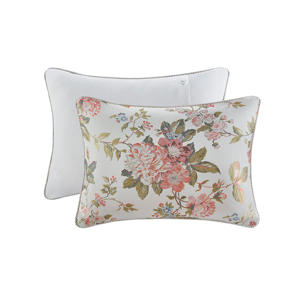 Carolyn Floral Jacquard Comforter Set with Euro Shams and Dec Pillows