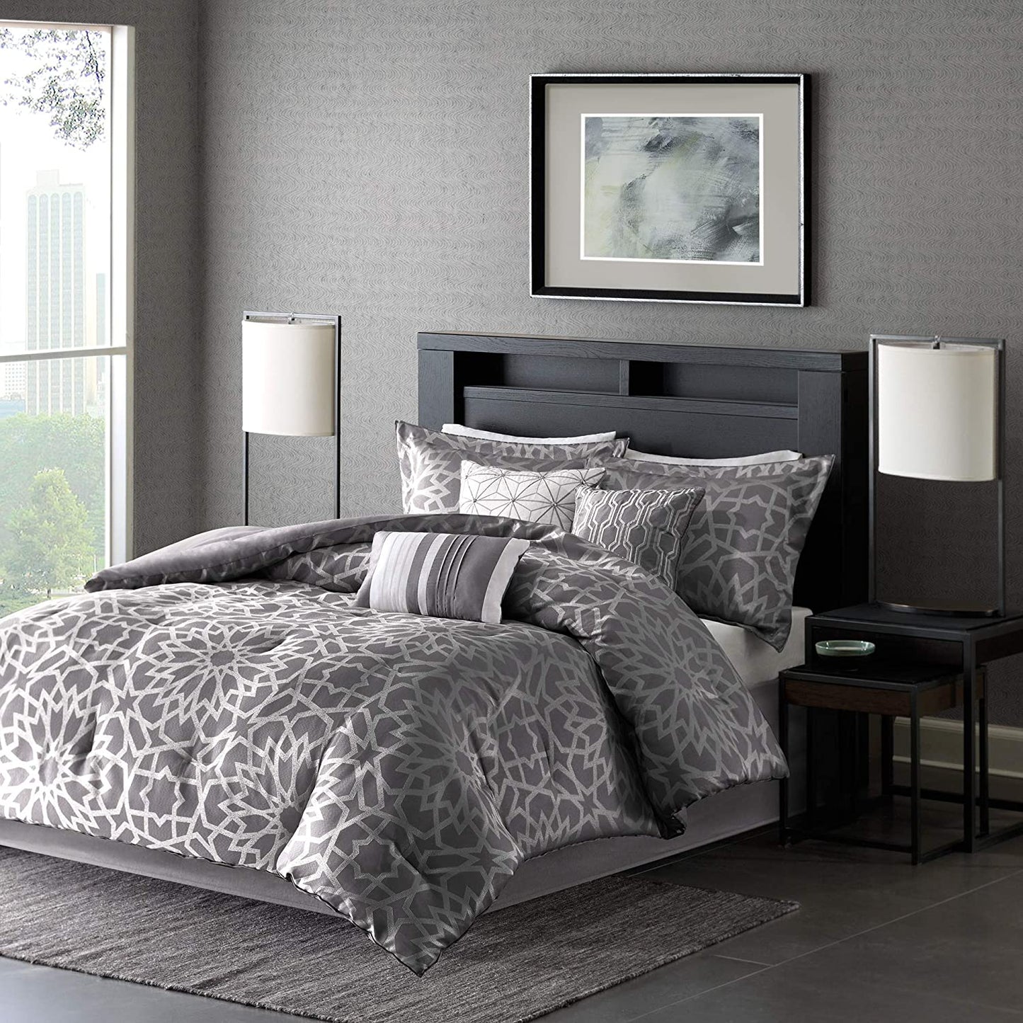 Carlow Grey 7-Piece Comforter Set Comforter Sets By Olliix/JLA HOME (E & E Co., Ltd)