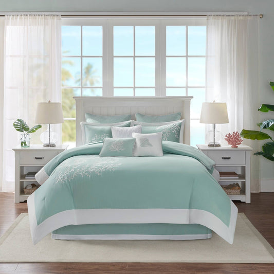 Coastline Aqua 4-Piece Comforter Set Comforter Sets By Olliix/JLA HOME (E & E Co., Ltd)