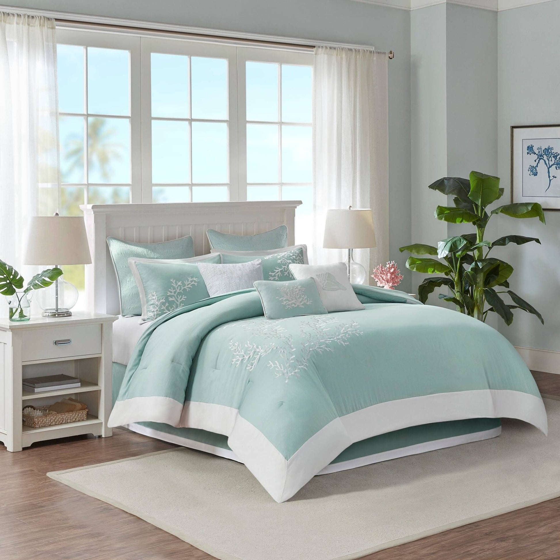 Coastline Aqua 4-Piece Comforter Set Comforter Sets By Olliix/JLA HOME (E & E Co., Ltd)