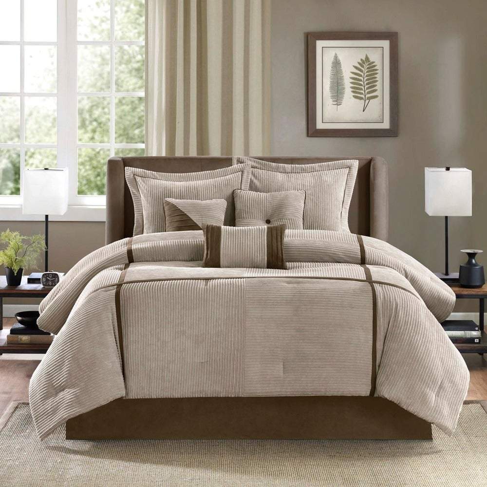 Dallas Taupe 7-Piece Comforter Set Comforter Sets By Olliix/JLA HOME (E & E Co., Ltd)