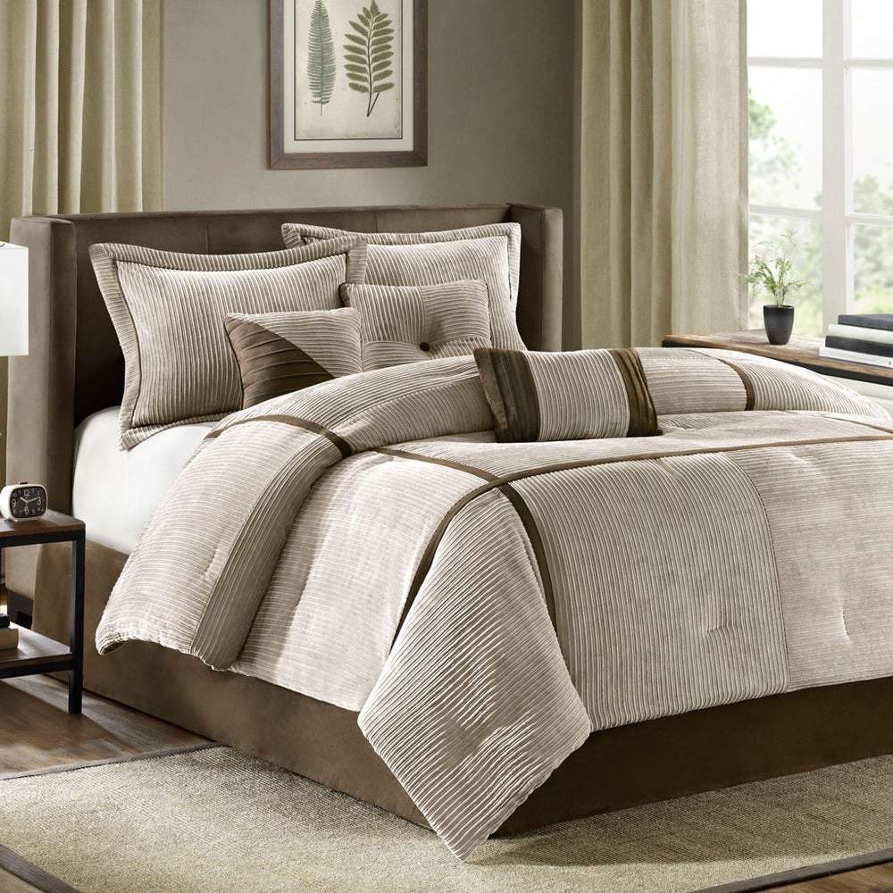 Dallas Taupe 7-Piece Comforter Set Comforter Sets By Olliix/JLA HOME (E & E Co., Ltd)