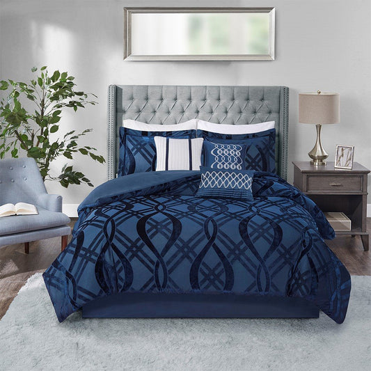 Dolores Navy 7-Piece Comforter Set Comforter Sets By Olliix/JLA HOME (E & E Co., Ltd)