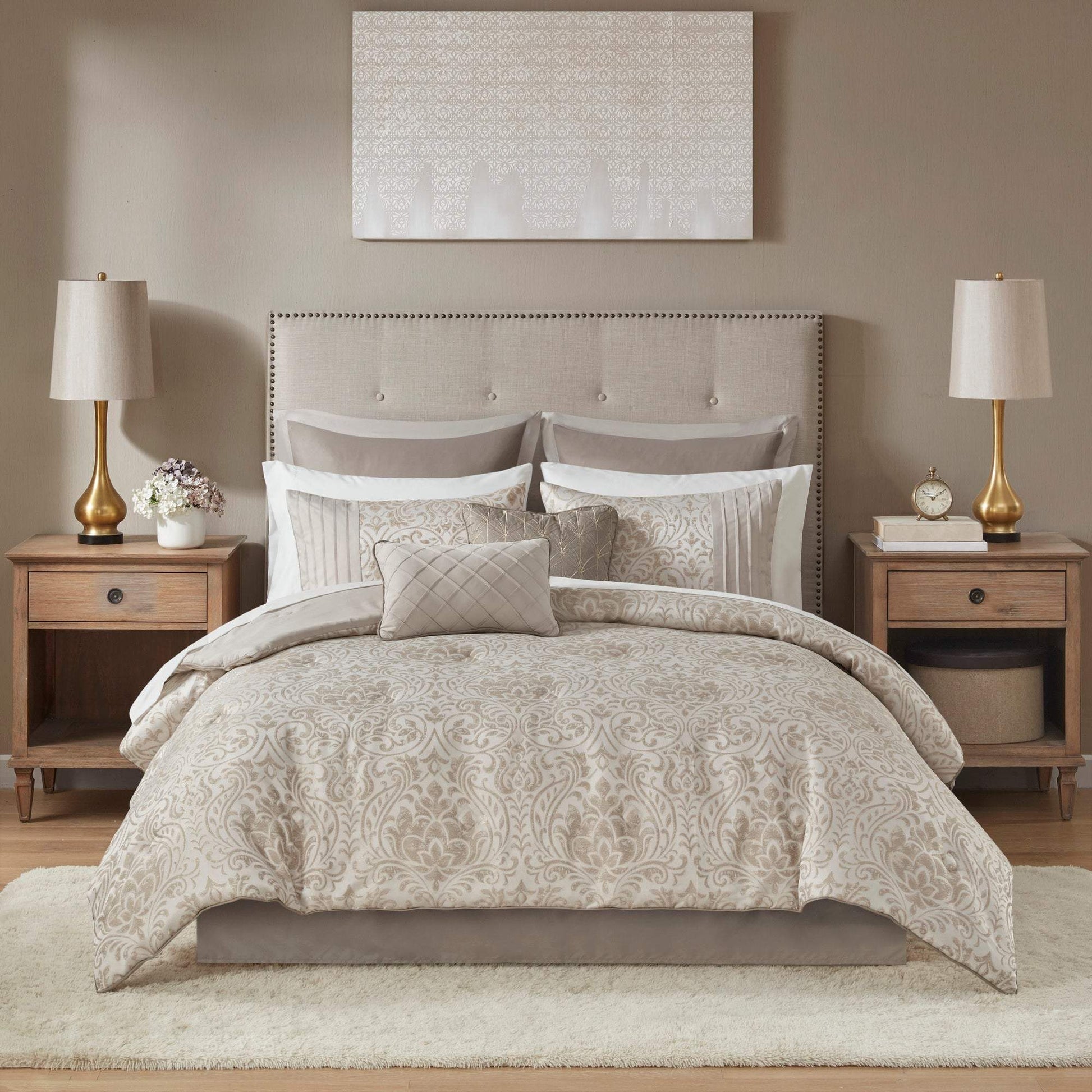 Emilia Khaki 12-Piece Comforter Set Comforter Sets By Olliix/JLA HOME (E & E Co., Ltd)