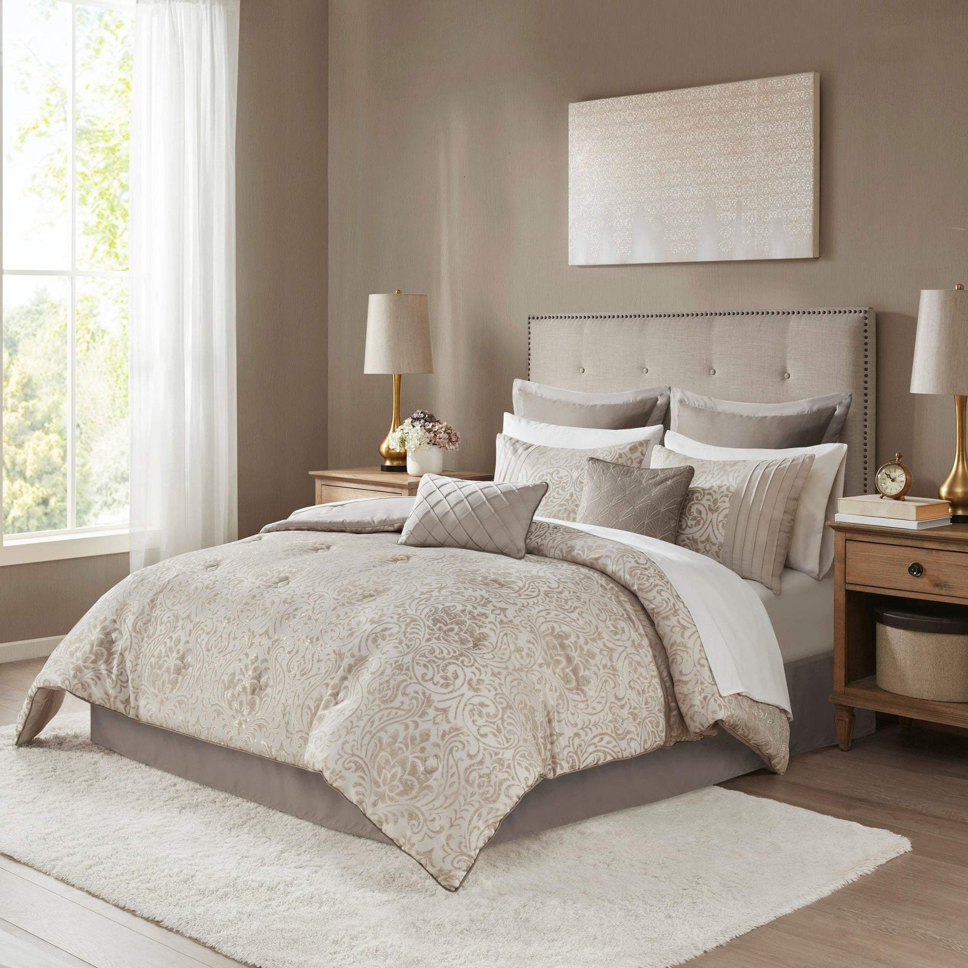 Emilia Khaki 12-Piece Comforter Set Comforter Sets By Olliix/JLA HOME (E & E Co., Ltd)