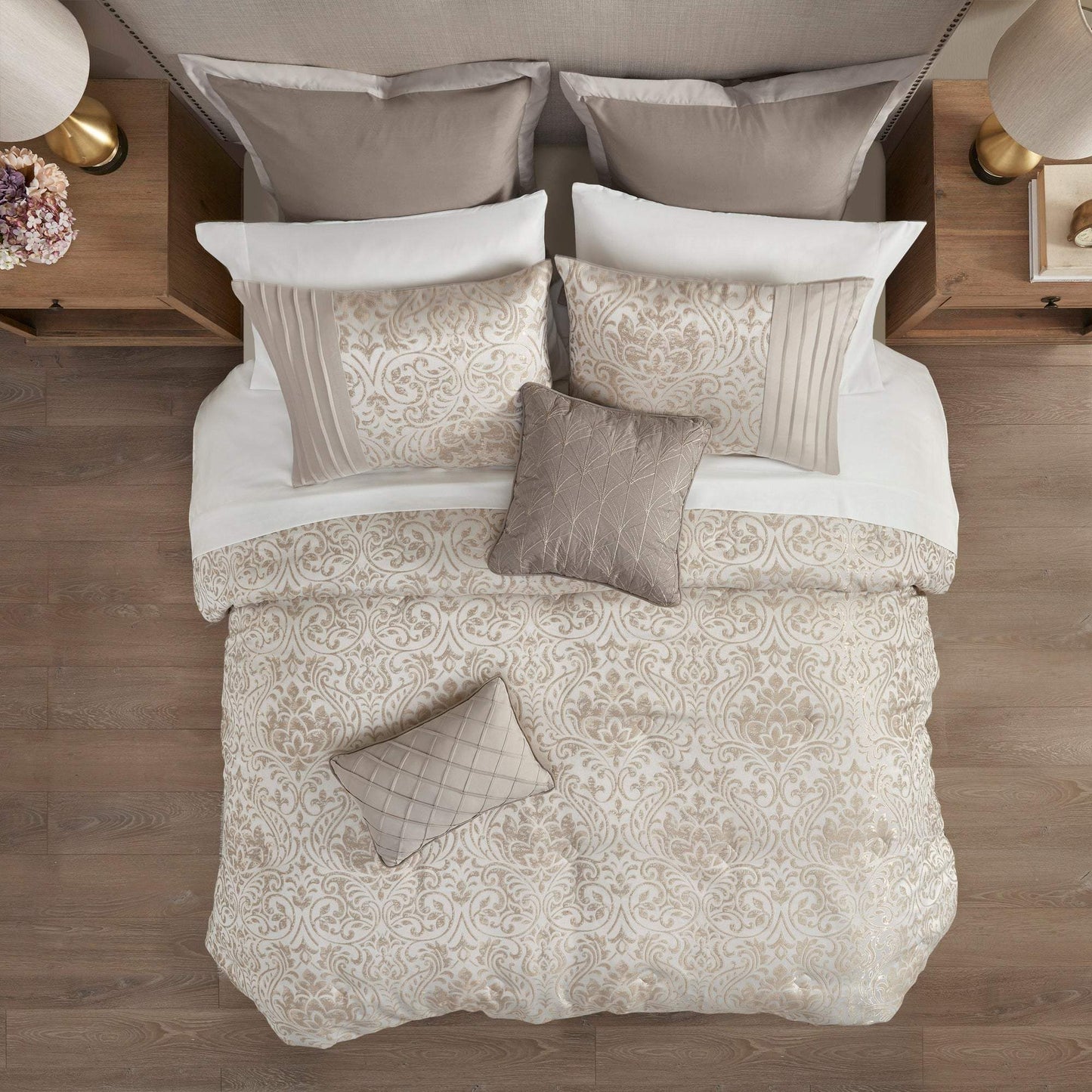 Emilia Khaki 12-Piece Comforter Set Comforter Sets By Olliix/JLA HOME (E & E Co., Ltd)