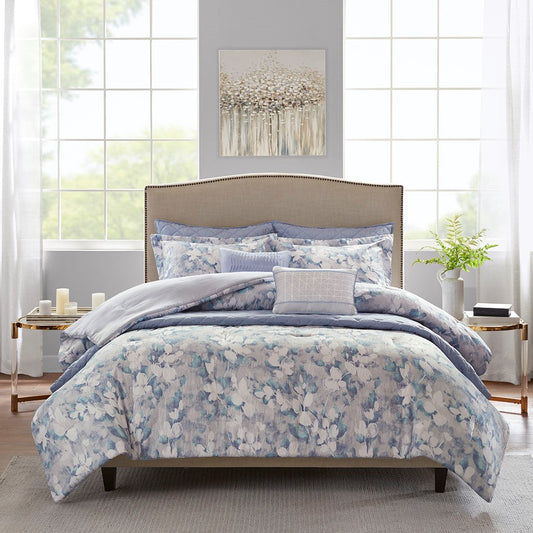 Erica 8 PC Printed Seersucker Comforter and Coverlet Set Collection