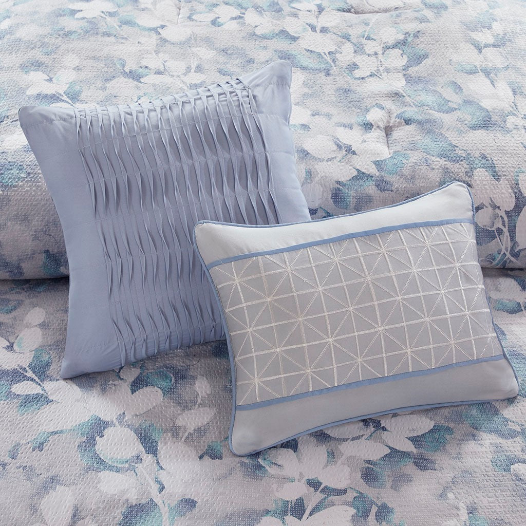 Erica 8 PC Printed Seersucker Comforter and Coverlet Set Collection