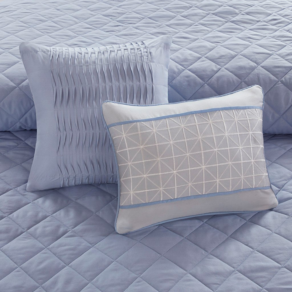 Erica 8 PC Printed Seersucker Comforter and Coverlet Set Collection