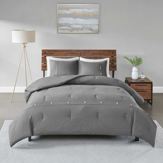 Finley Grey 3-Piece Comforter Set Comforter Sets By Olliix/JLA HOME (E & E Co., Ltd)
