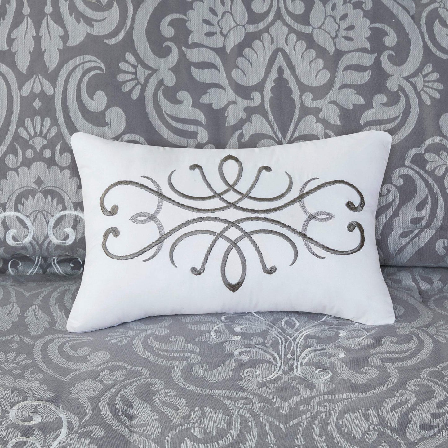 Flourish Gray 8-Piece Comforter Set Comforter Sets By Olliix/JLA HOME (E & E Co., Ltd)