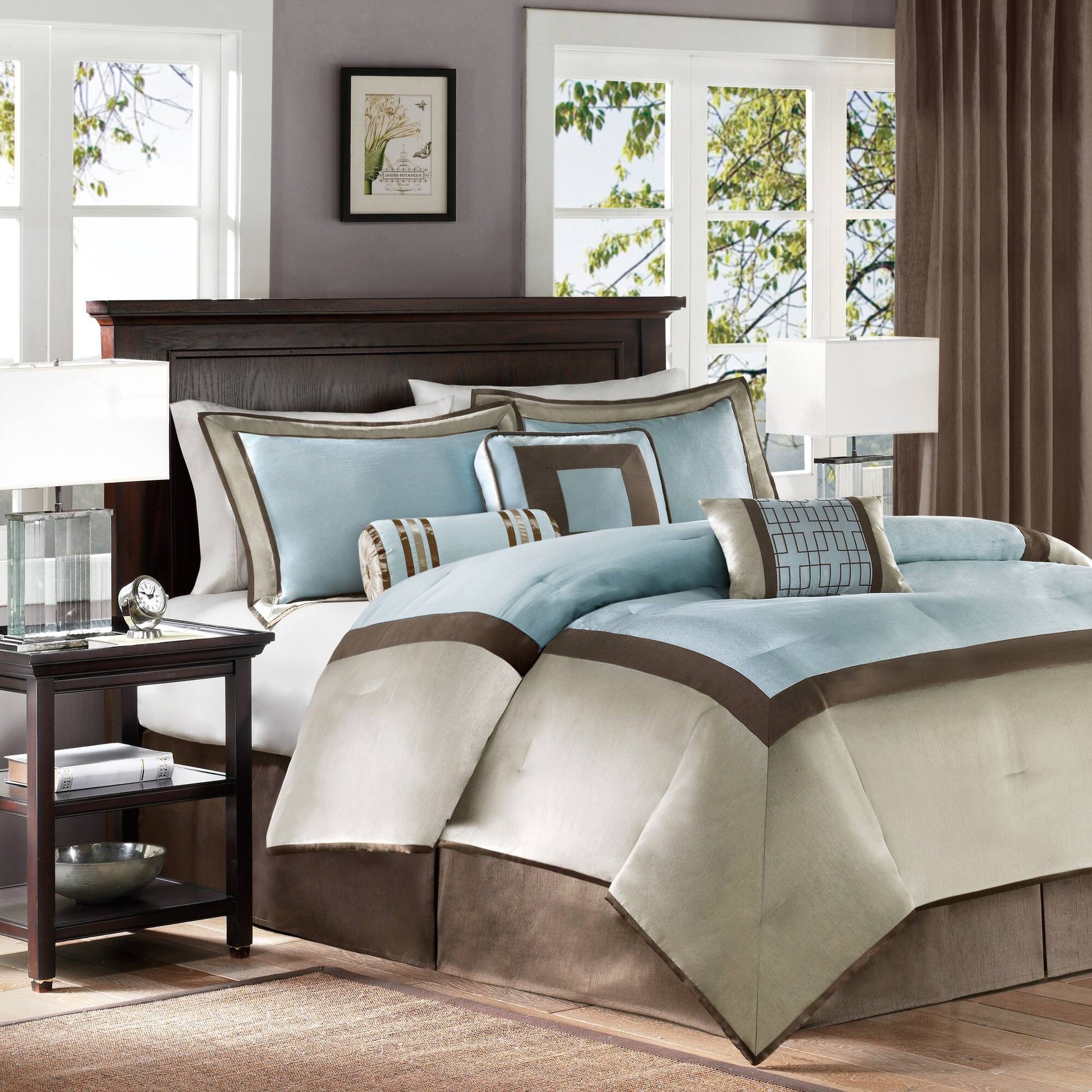 Genevieve Blue 7-Piece Comforter Set Comforter Sets By Olliix/JLA HOME (E & E Co., Ltd)