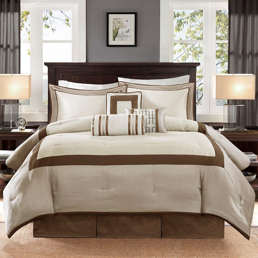 Genevieve Taupe/Brown 7-Piece Comforter Set Comforter Sets By Olliix/JLA HOME (E & E Co., Ltd)