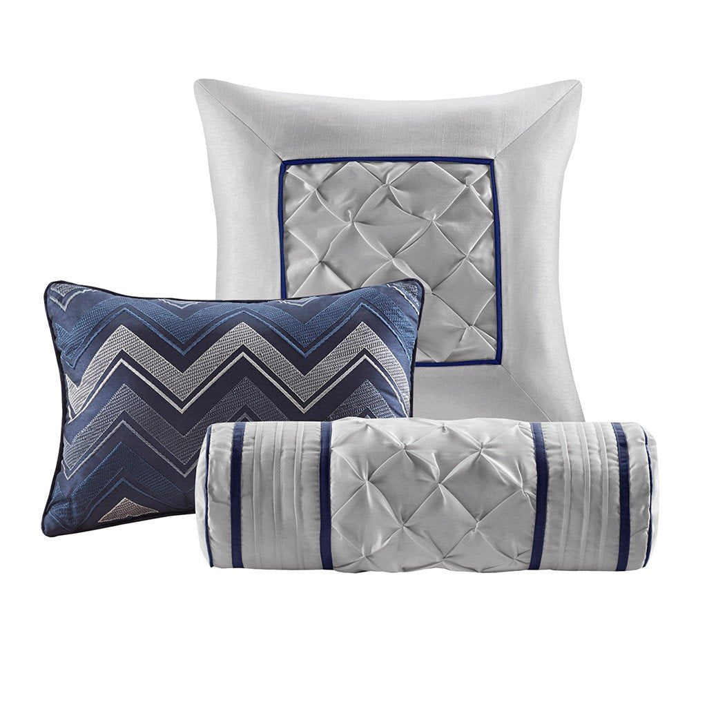 Laurel Navy 7-Piece Comforter Set Comforter Sets By Olliix/JLA HOME (E & E Co., Ltd)
