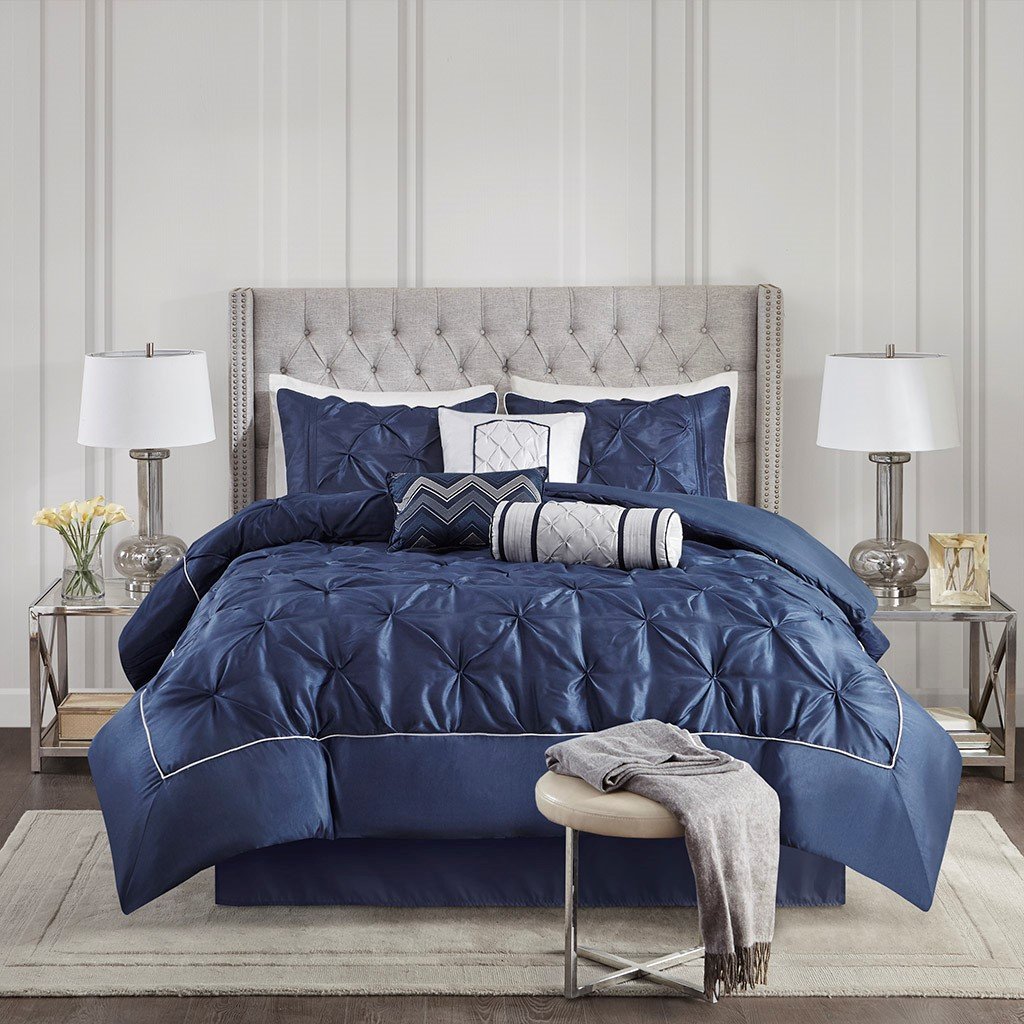 Laurel Navy 7-Piece Comforter Set Comforter Sets By Olliix/JLA HOME (E & E Co., Ltd)