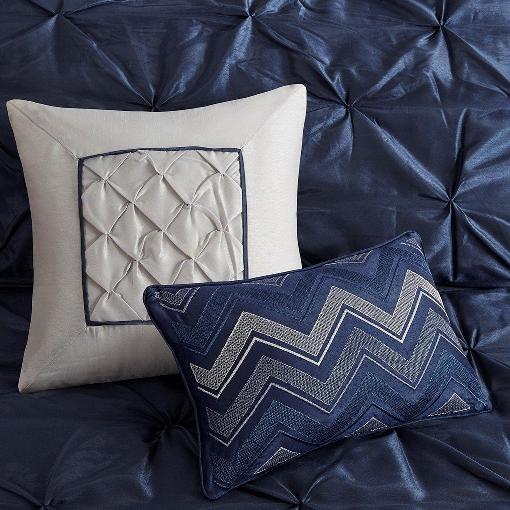 Laurel Navy 7-Piece Comforter Set Comforter Sets By Olliix/JLA HOME (E & E Co., Ltd)