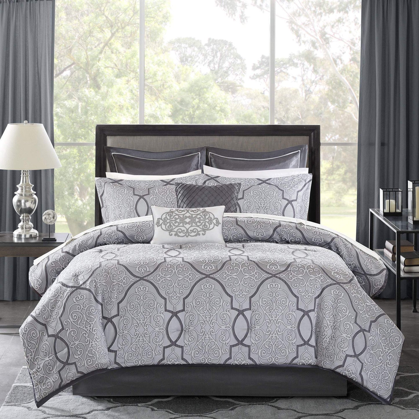 Lavine Silver 12-Piece Comforter Set Comforter Sets By Olliix/JLA HOME (E & E Co., Ltd)