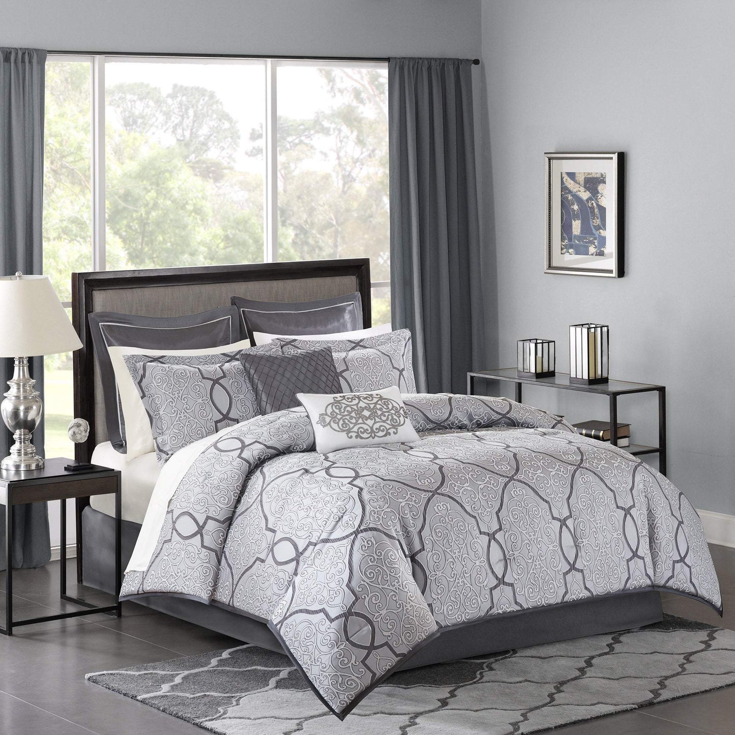 Lavine Silver 12-Piece Comforter Set Comforter Sets By Olliix/JLA HOME (E & E Co., Ltd)