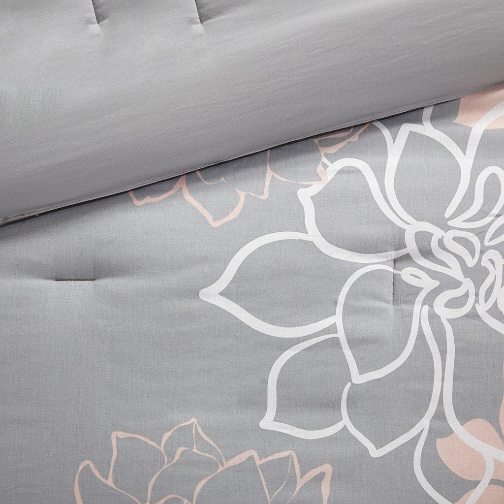 Lola Grey/Blush 7-Piece Comforter Set Comforter Sets By Olliix/JLA HOME (E & E Co., Ltd)