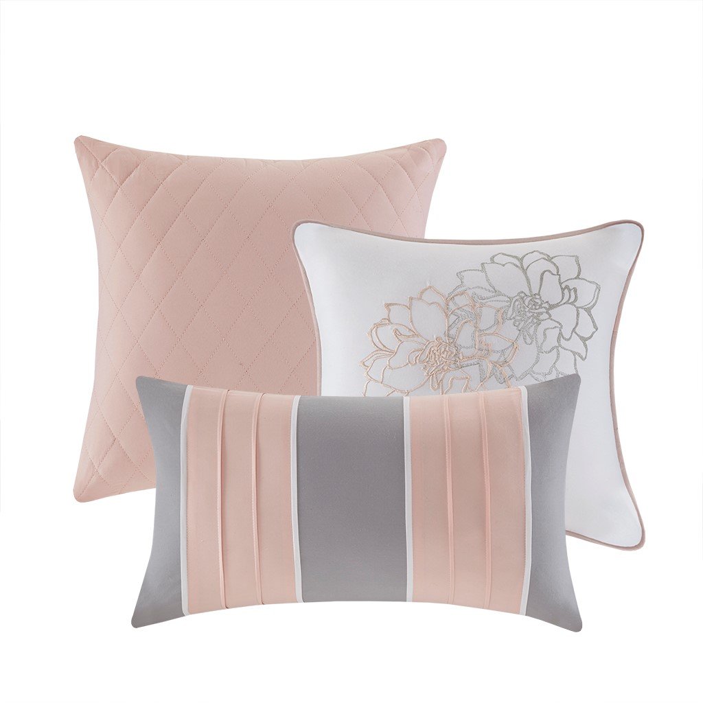 Lola Grey/Blush 7-Piece Comforter Set Comforter Sets By Olliix/JLA HOME (E & E Co., Ltd)