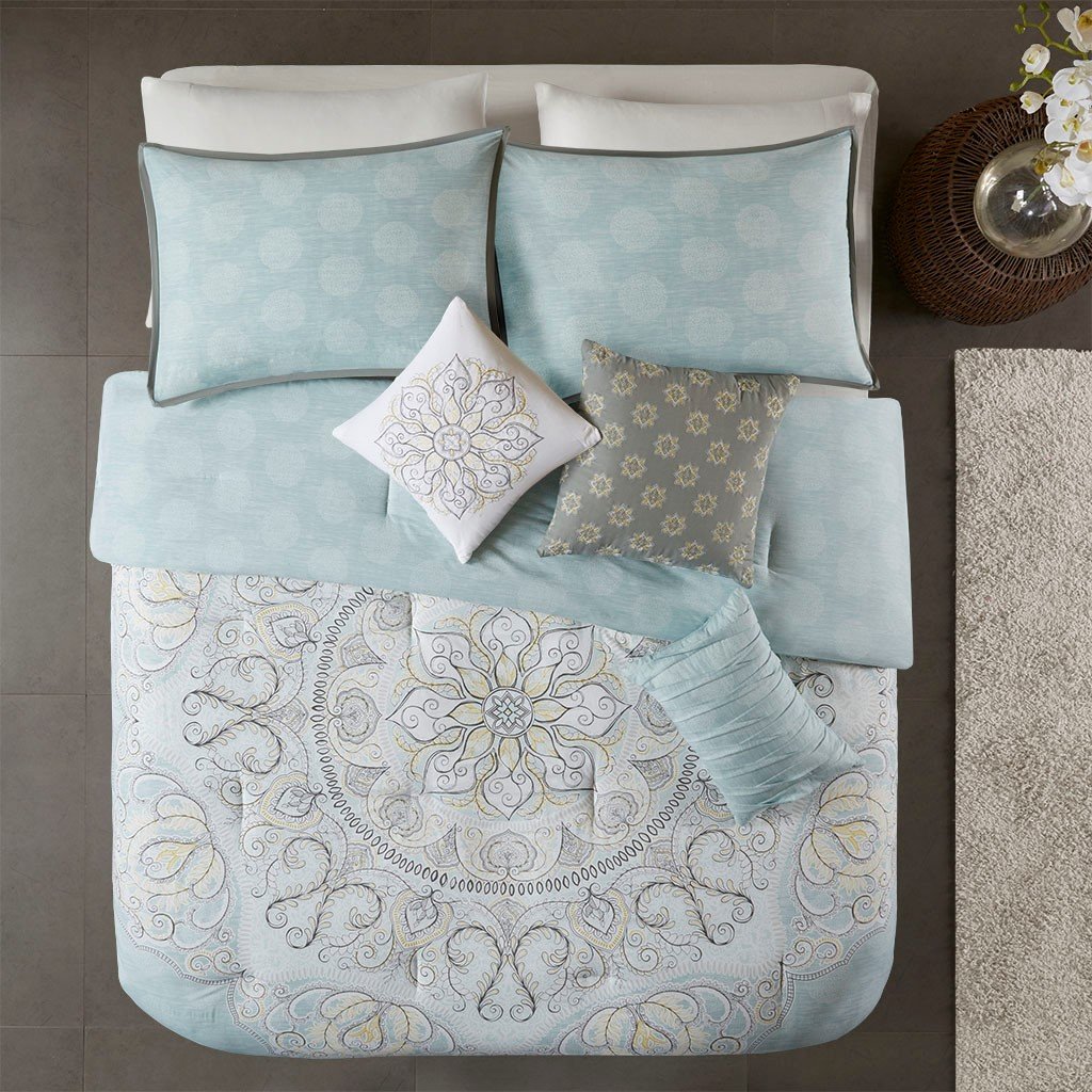 Nebraska Seafoam 7-Piece Comforter Set Comforter Sets By Olliix/JLA HOME (E & E Co., Ltd)