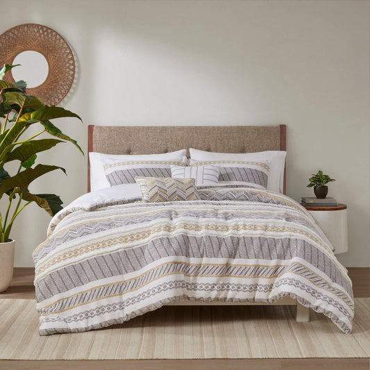 Newton Yellow/Charcoal 5-Piece Comforter Set Comforter Sets By Olliix/JLA HOME (E & E Co., Ltd)