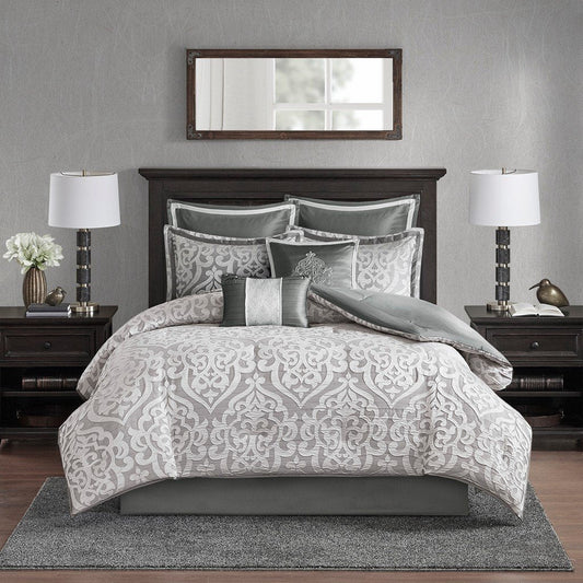 Virginia Silver 8-Piece Comforter Set Comforter Sets By Olliix/JLA HOME (E & E Co., Ltd)