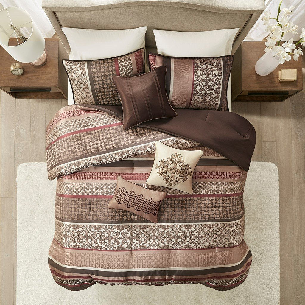Princeton Red 7-Piece Comforter Set Comforter Sets By Olliix/JLA HOME (E & E Co., Ltd)