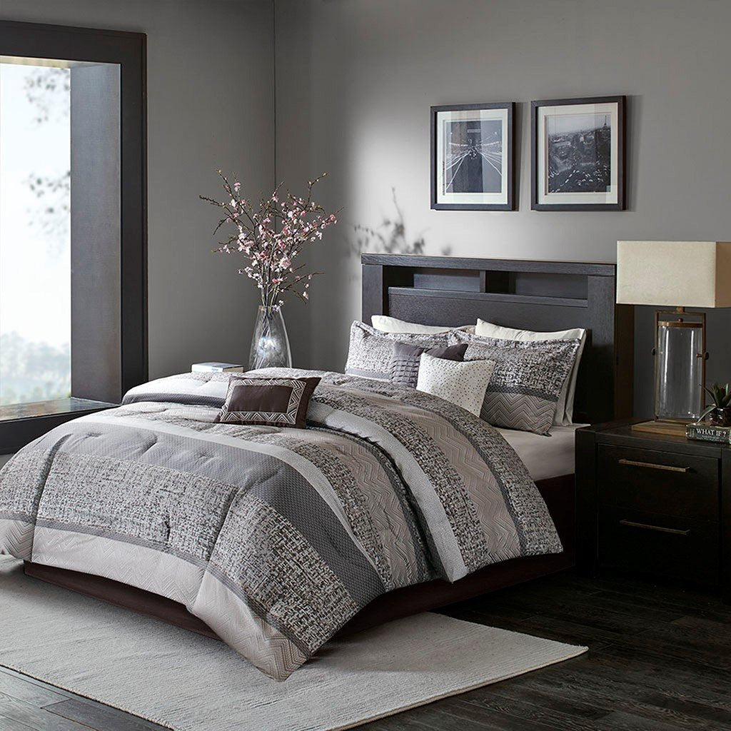 Rhapsody Grey/Taupe 7-Piece Comforter Set Comforter Sets By Olliix/JLA HOME (E & E Co., Ltd)