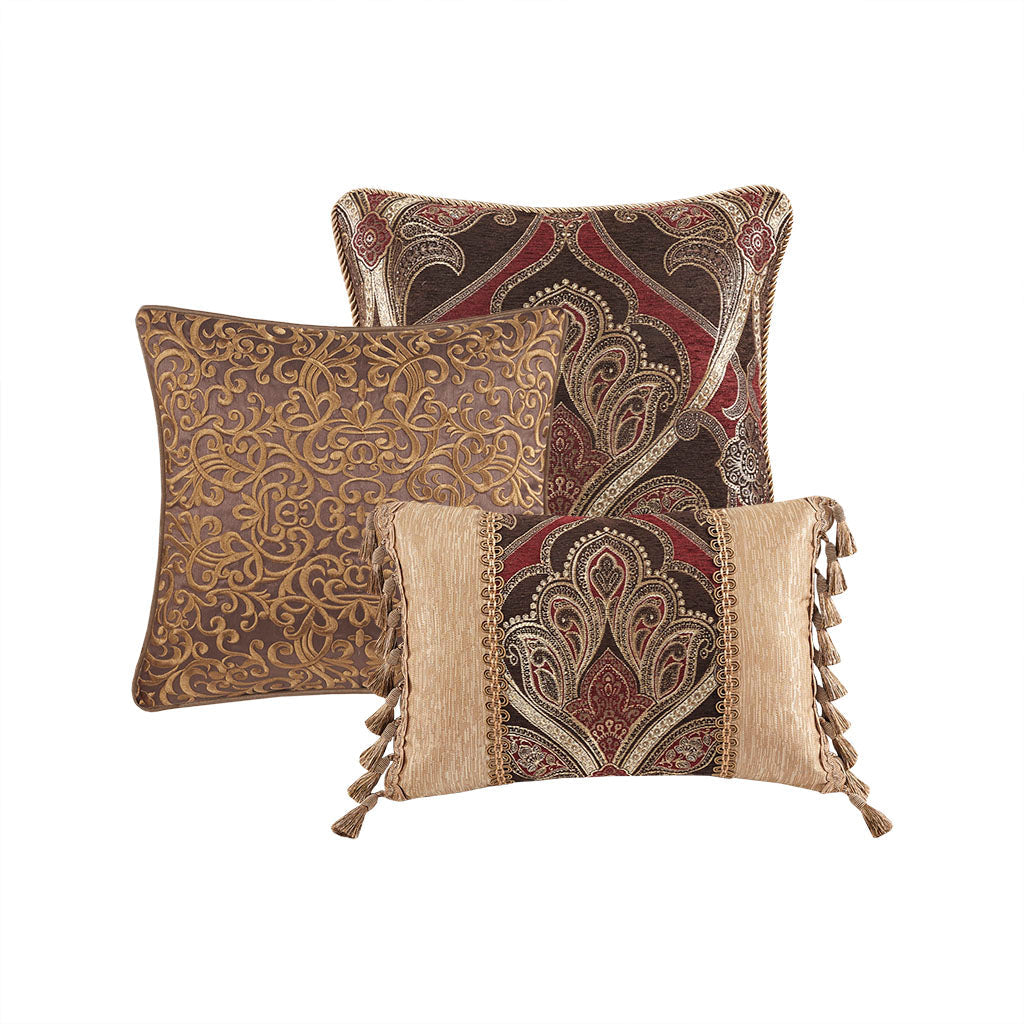 Royale Jacquard Comforter Set with Euro Shams and Dec Pillows