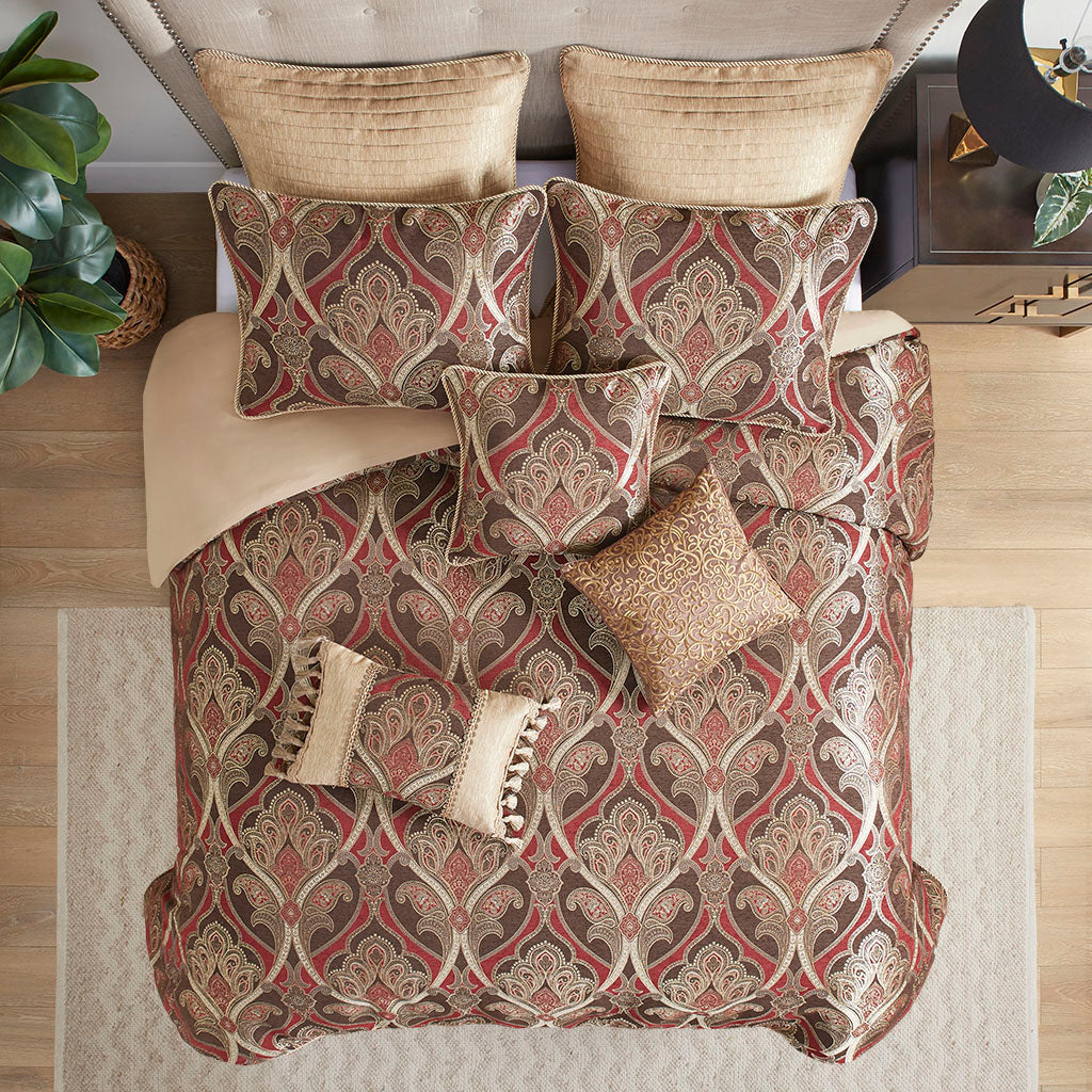 Royale Jacquard Comforter Set with Euro Shams and Dec Pillows