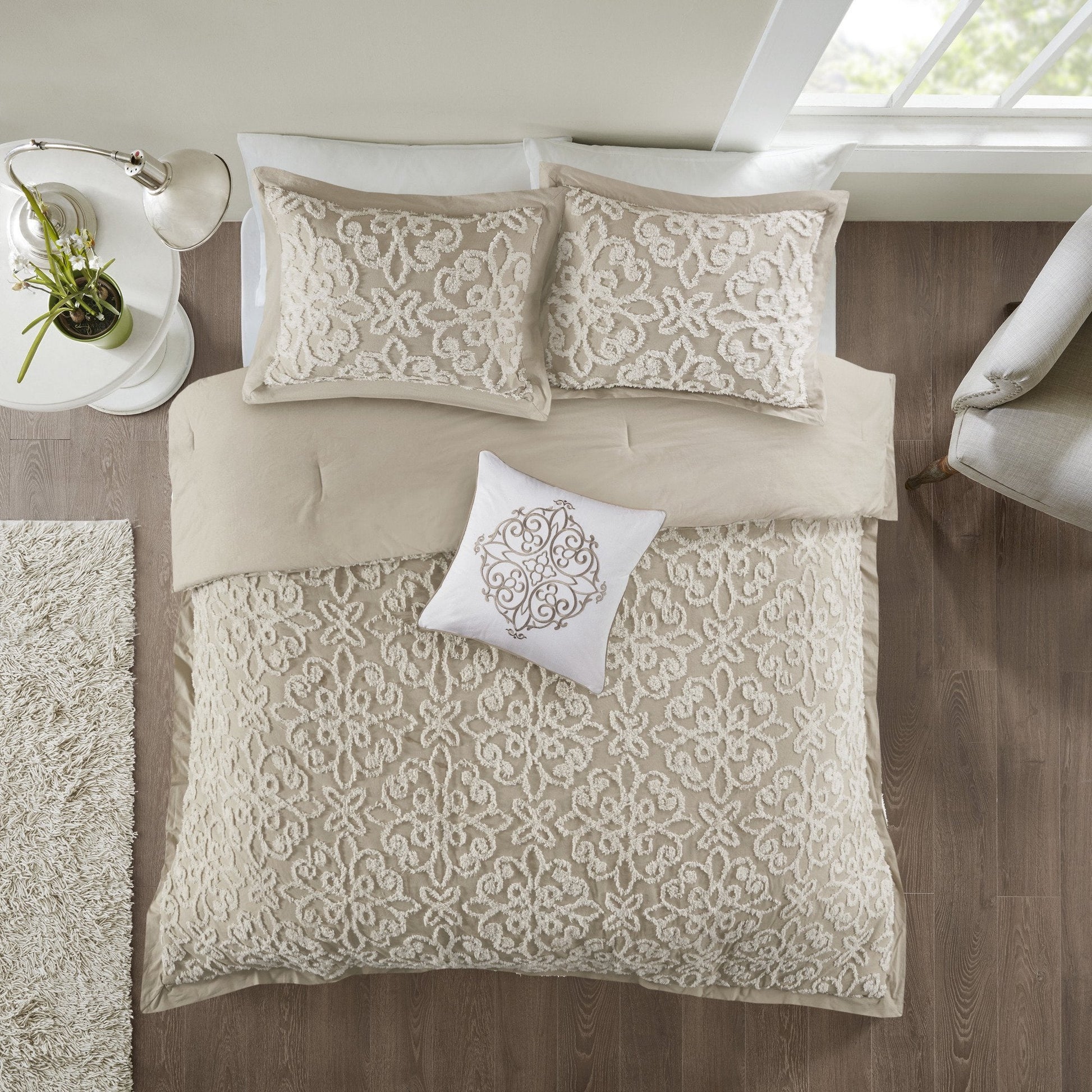 Sabrina Taupe 4-Piece Comforter Set Comforter Sets By Olliix/JLA HOME (E & E Co., Ltd)