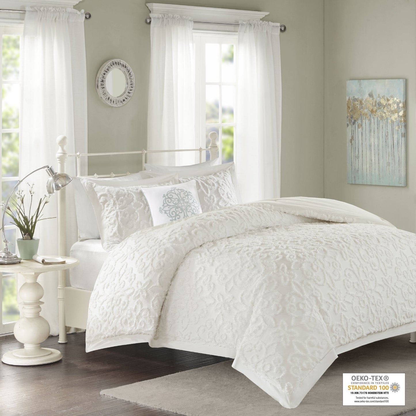Sabrina White 4-Piece Comforter Set Comforter Sets By Olliix/JLA HOME (E & E Co., Ltd)