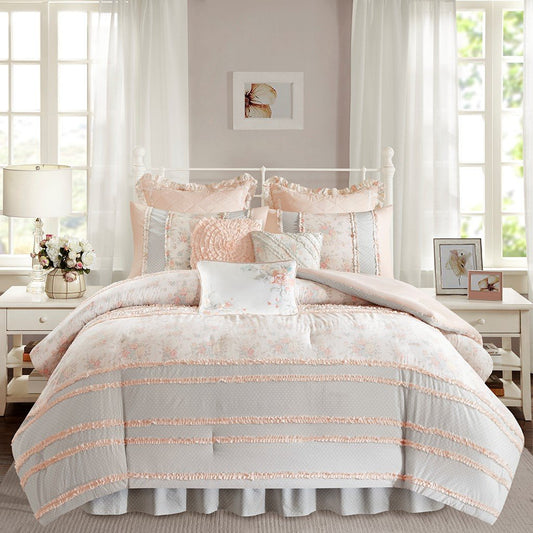 Serendipity Coral 9-Piece Comforter Set Comforter Sets By Olliix/JLA HOME (E & E Co., Ltd)