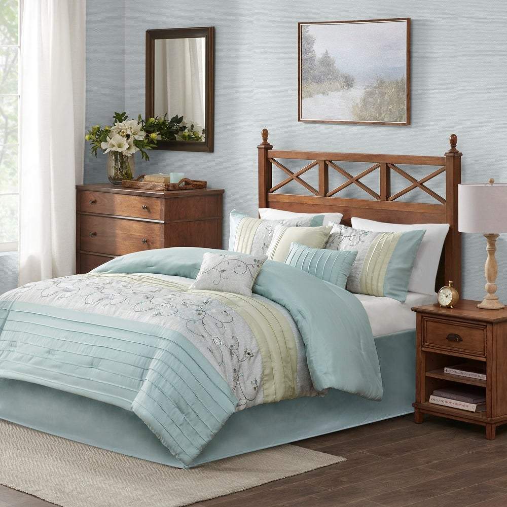 Serene Aqua 7-Piece Comforter Set Comforter Sets By Olliix/JLA HOME (E & E Co., Ltd)