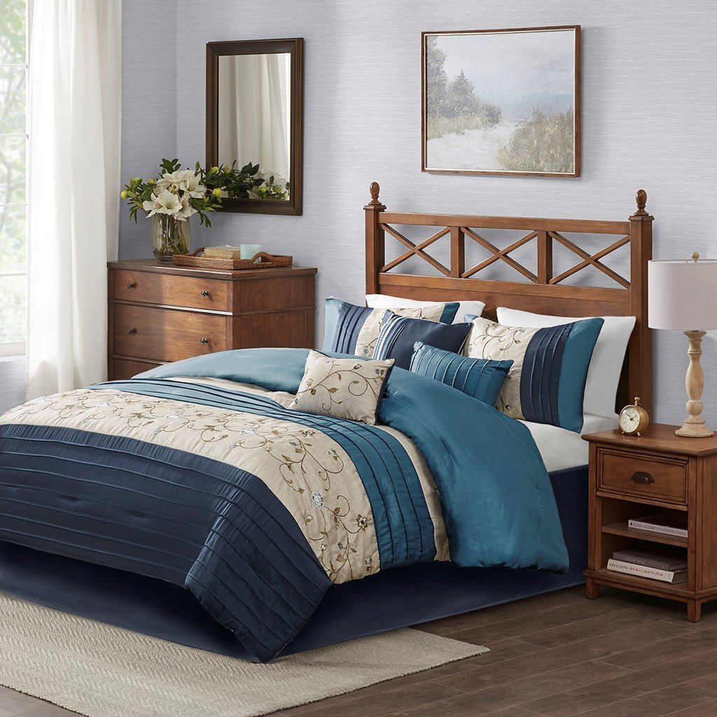 Serene Navy 7-Piece Comforter Set Comforter Sets By Olliix/JLA HOME (E & E Co., Ltd)