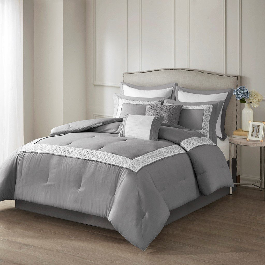 Stratford Grey 8-Piece Comforter Set Comforter Sets By Olliix/JLA HOME (E & E Co., Ltd)