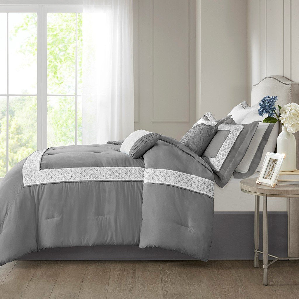 Stratford Grey 8-Piece Comforter Set Comforter Sets By Olliix/JLA HOME (E & E Co., Ltd)