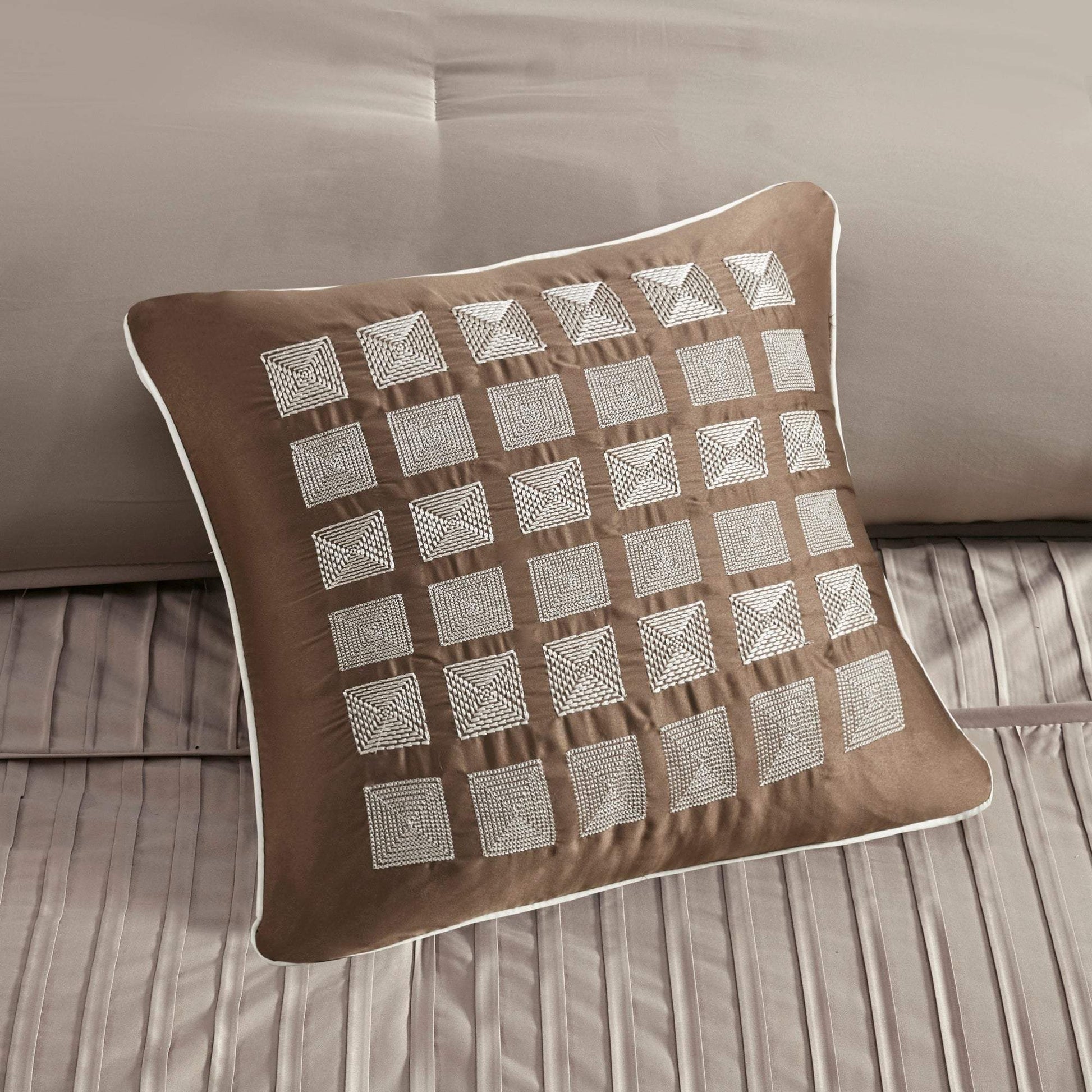 Trinity Taupe 7-Piece Comforter Set Comforter Sets By Olliix/JLA HOME (E & E Co., Ltd)