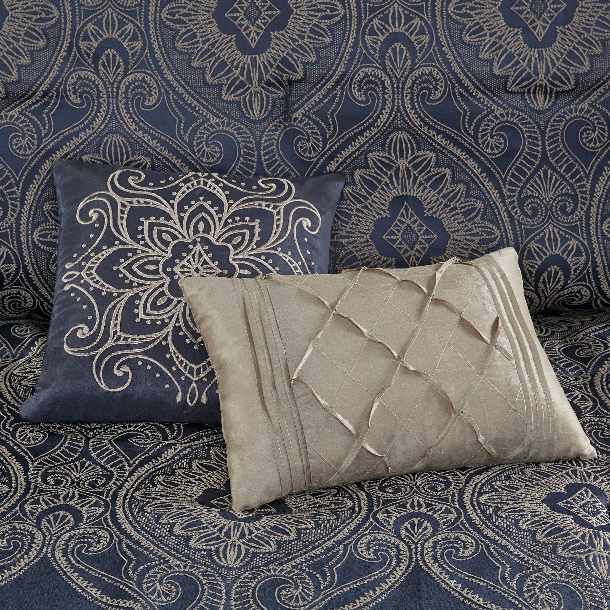 Tristen Navy 7-Piece Comforter Set Comforter Sets By Olliix/JLA HOME (E & E Co., Ltd)