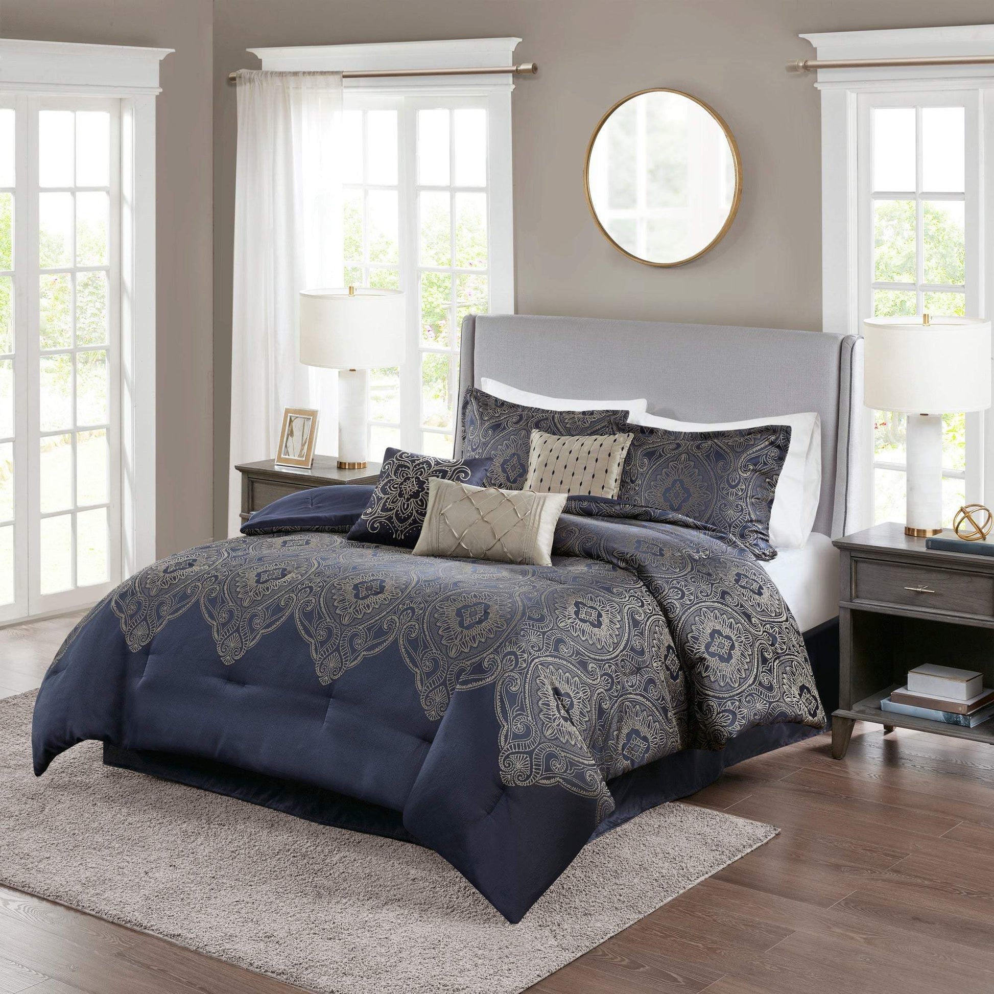 Tristen Navy 7-Piece Comforter Set Comforter Sets By Olliix/JLA HOME (E & E Co., Ltd)