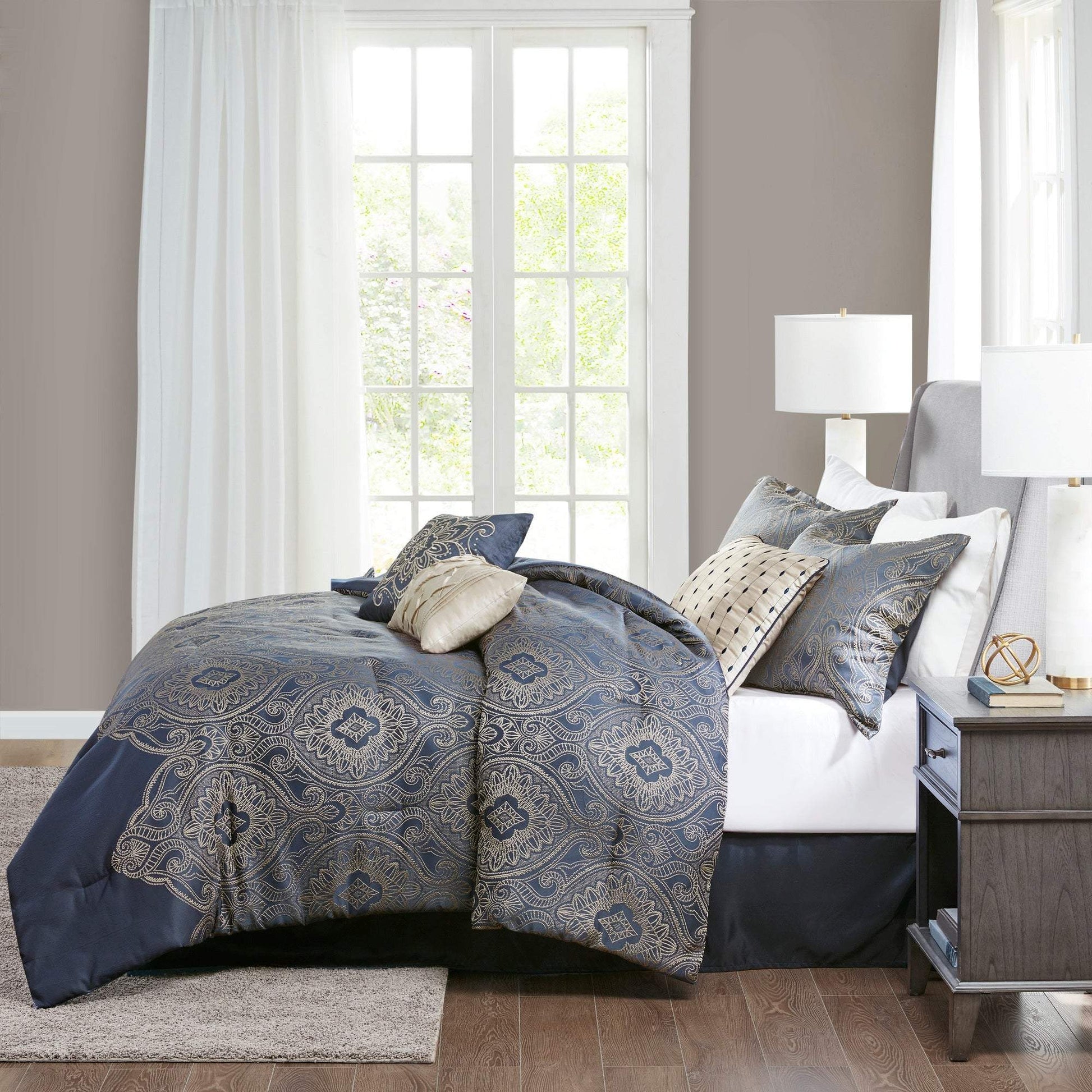 Tristen Navy 7-Piece Comforter Set Comforter Sets By Olliix/JLA HOME (E & E Co., Ltd)